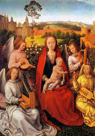 圣母子与音乐家天使 Virgin and Child with Musician Angels (1480)，汉斯·梅姆林