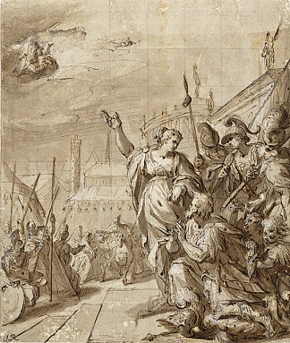 奥古斯都和蒂布尔廷·西比尔 Augustus and the Tiburtine Sibyl (1580)，汉斯·冯·阿亨