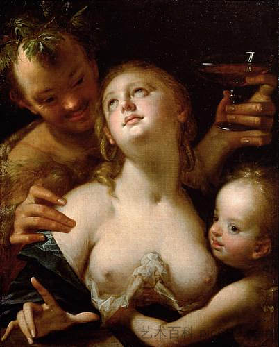 巴克斯、维纳斯和丘比特 Bacchus, Venus and Cupid (1595),汉斯·冯·阿亨