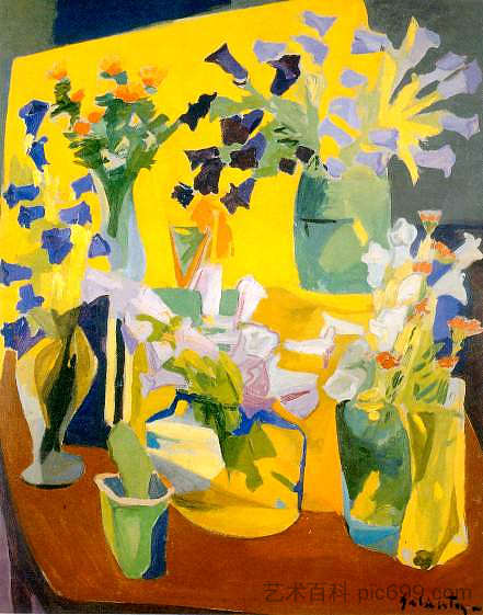 静物，花朵 Still life, flowers (1962; Armenia  )，哈鲁蒂温·加连兹