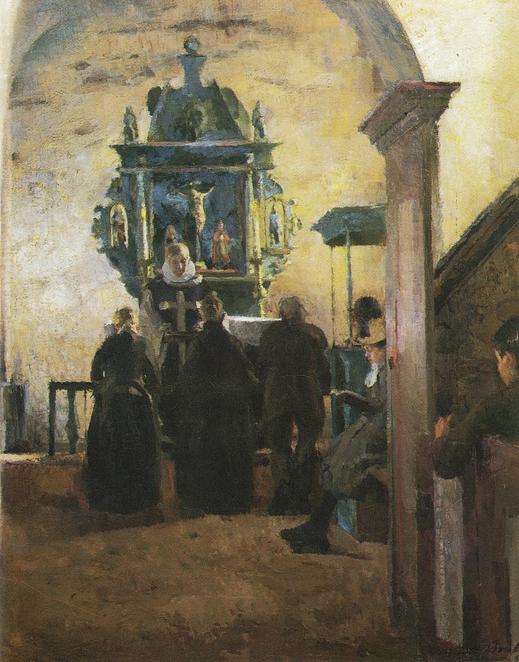 贝鲁姆塔努姆教堂的祭坛） The Altar at Tanum Church in Bærum) (1891)，哈里特·贝克