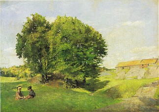 两个孩子和一群树 Two Children and a Group of Trees (1885)，哈里特·贝克