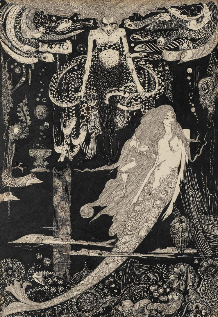 安徒生的童话1916 - 小美人鱼和海女巫 Andersen's Fairy Tales 1916 - The Little Mermaid and the Sea Witch (c.1916)，哈利·克拉克