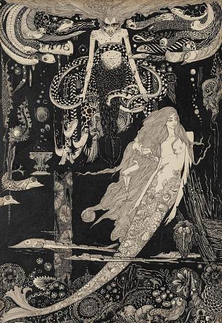 安徒生的童话1916 – 小美人鱼和海女巫 Andersen’s Fairy Tales 1916 – The Little Mermaid and the Sea Witch (c.1916)，哈利·克拉克