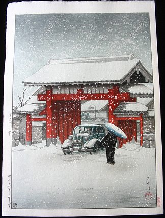 柴大门的雪 Snow at Shiba Daimon (1936)，川濑巳水