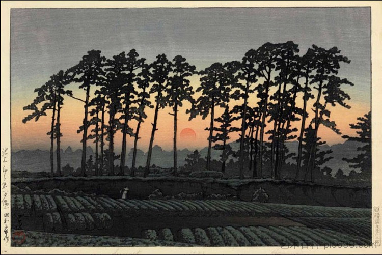 一仓的日落 Sunset at Ichinokura (1928; Japan  )，川濑巳水