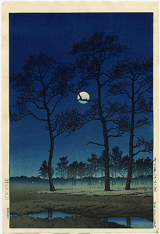 富山平原上的冬月 Winter Moon over Toyama Plain (1931)，川濑巳水