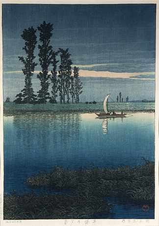 牛堀之夜 Evening of Ushibori (c.1930)，川濑巳水