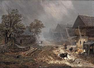 帕滕基兴的雨淋 Rain showers in Partenkirchen (1838)，海因里希·伯克尔