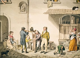 民谣歌手，在约瑟夫·兰泽德利的画作之后 The ballad singer, after a drawing by Josef Lanzedelly (1819)，海因里希·帕平