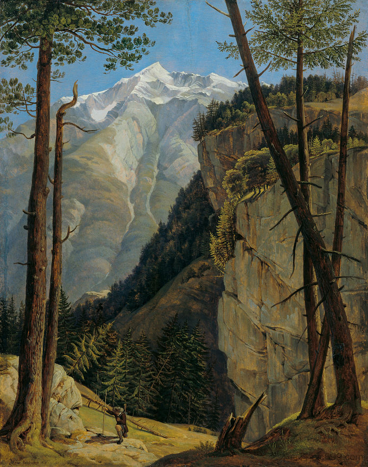 来自温巴赫塔尔的瓦茨曼 The Watzmann from the Wimbachtal (1818)，海因里希·莱因霍尔德