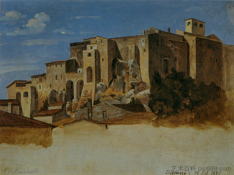 奥莱瓦诺的一组房屋 Group of houses in Olevano (1821),海因里希·莱因霍尔德