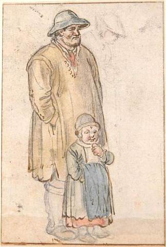 一个站着的男人和孩子的研究 Study of a Standing Man and Child (1634)，亨德里克·艾弗坎普