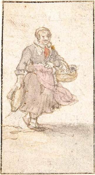 提篮子的女人 a Woman with a Basket (1634)，亨德里克·艾弗坎普