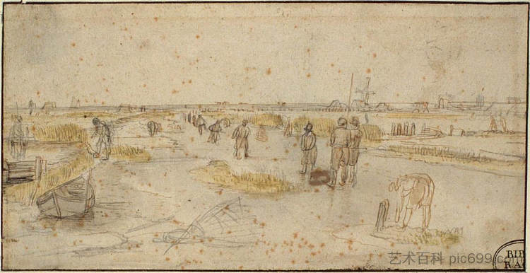 冬季景观与溜冰者 Winter Landscape with Skaters (1634)，亨德里克·艾弗坎普