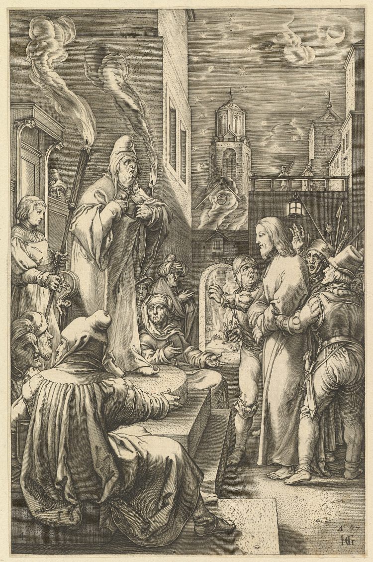 该亚法之前的基督 Christ Before Caiaphas (c.1594 - c.1598)，亨德里克·戈尔齐乌斯