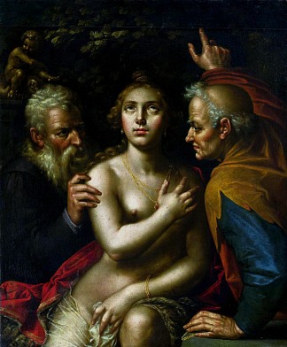 苏珊娜和长老 Susanna and the Elders (c.1595)，亨德里克·戈尔齐乌斯
