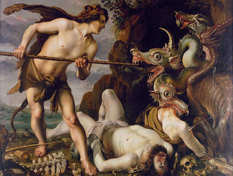 卡德摩斯屠龙 Cadmus Slays The Dragon (c.1600 - c.1617)，亨德里克·戈尔齐乌斯