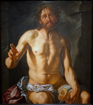悲伤的人与圣杯（基督作为救赎主） Man of Sorrows with a Chalice (Christ as Redeemer) (1614)，亨德里克·戈尔齐乌斯