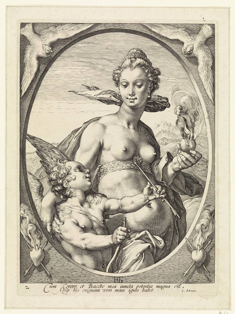 维纳斯和阿莫尔 Venus and Amor (c.1580 - c.1595)，亨德里克·戈尔齐乌斯
