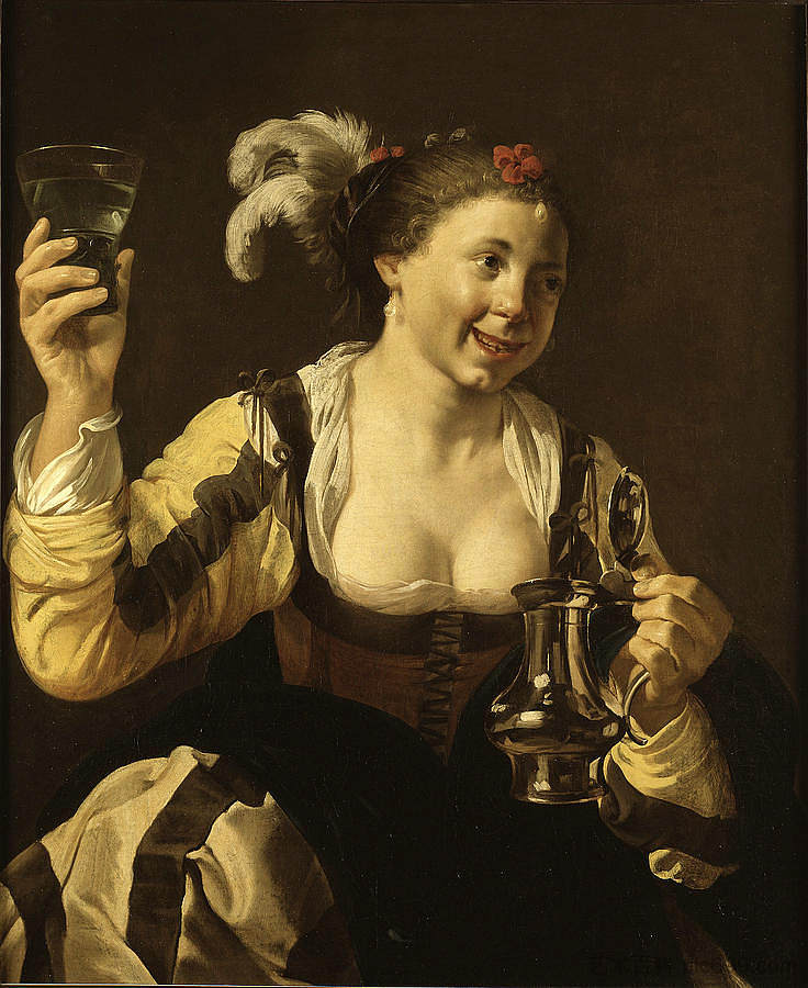 一个拿着酒杯的女孩。味道 A Girl Holding a Glass. Taste，亨德里克·特布鲁根