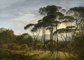 意大利景观与伞松 Italian landscape with umbrella pines (1807)，亨利·沃格德