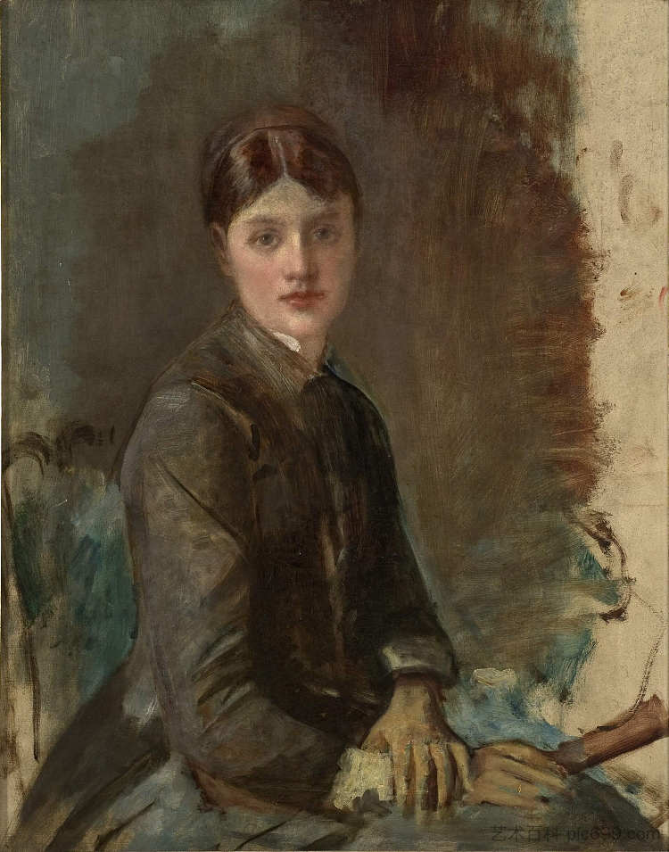 一个年轻女子的肖像 Portrait of a young woman (1883 - 1884),亨利·玛丽·雷蒙·德·图卢兹·劳特累克