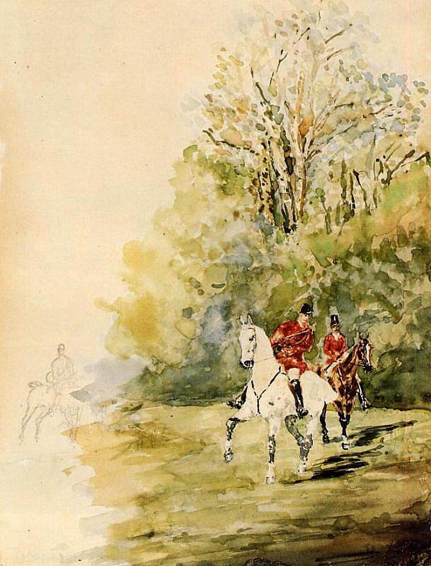 狩猎 Hunting (c.1879 - 1880)，亨利·玛丽·雷蒙·德·图卢兹·劳特累克