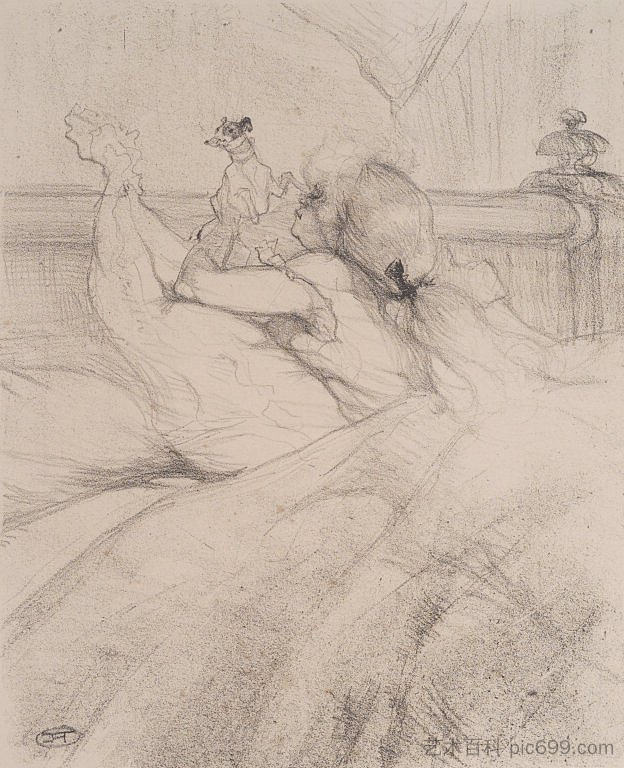 在床上 In Bed (c.1898)，亨利·玛丽·雷蒙·德·图卢兹·劳特累克