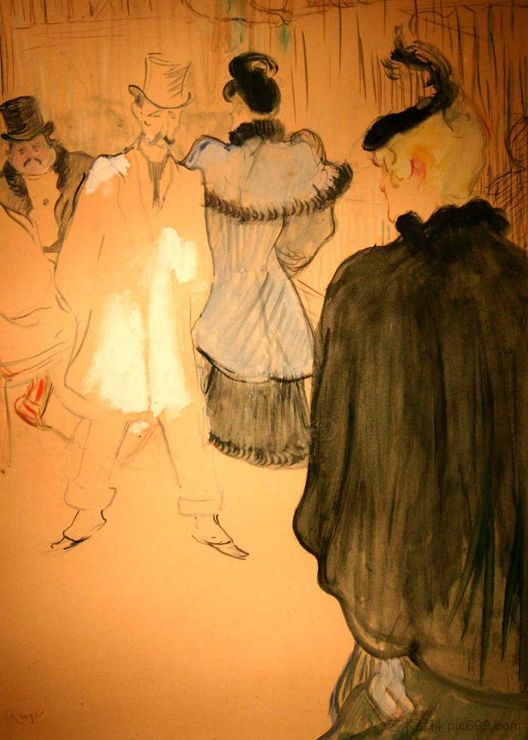 拉古鲁和保罗·莱斯考 La Goulue and Paul Lescau (1894),亨利·玛丽·雷蒙·德·图卢兹·劳特累克