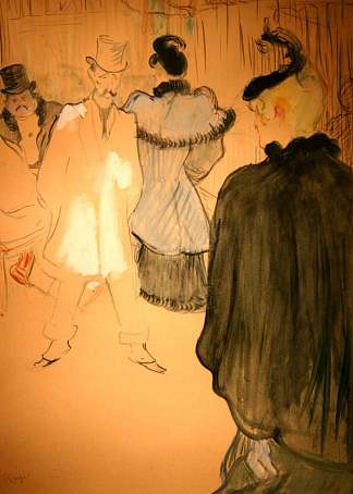 拉古鲁和保罗·莱斯考 La Goulue and Paul Lescau (1894)，亨利·玛丽·雷蒙·德·图卢兹·劳特累克