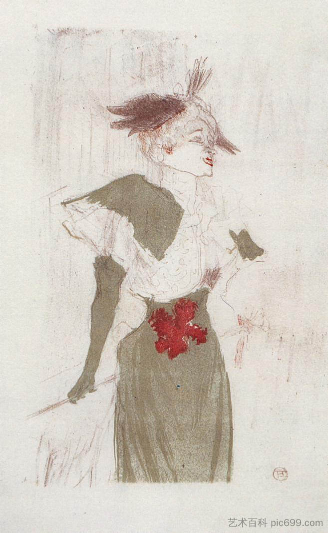 马塞勒·兰德小姐,站立 Mademoiselle Marcelle Lender, Standing (1895),亨利·玛丽·雷蒙·德·图卢兹·劳特累克