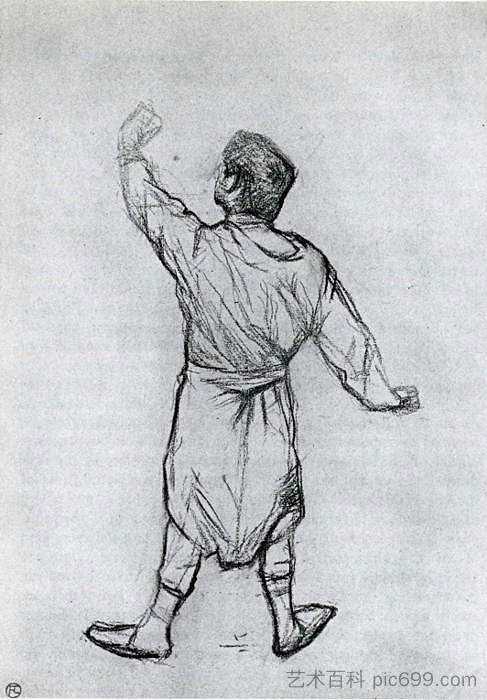 穿衬衫的男人，从后面 Man in a Shirt, From Behind (1888)，亨利·玛丽·雷蒙·德·图卢兹·劳特累克