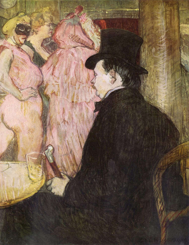 马克西姆·德托马斯在歌剧舞会上 Maxime Dethomas At the Ball of the Opera (1896),亨利·玛丽·雷蒙·德·图卢兹·劳特累克