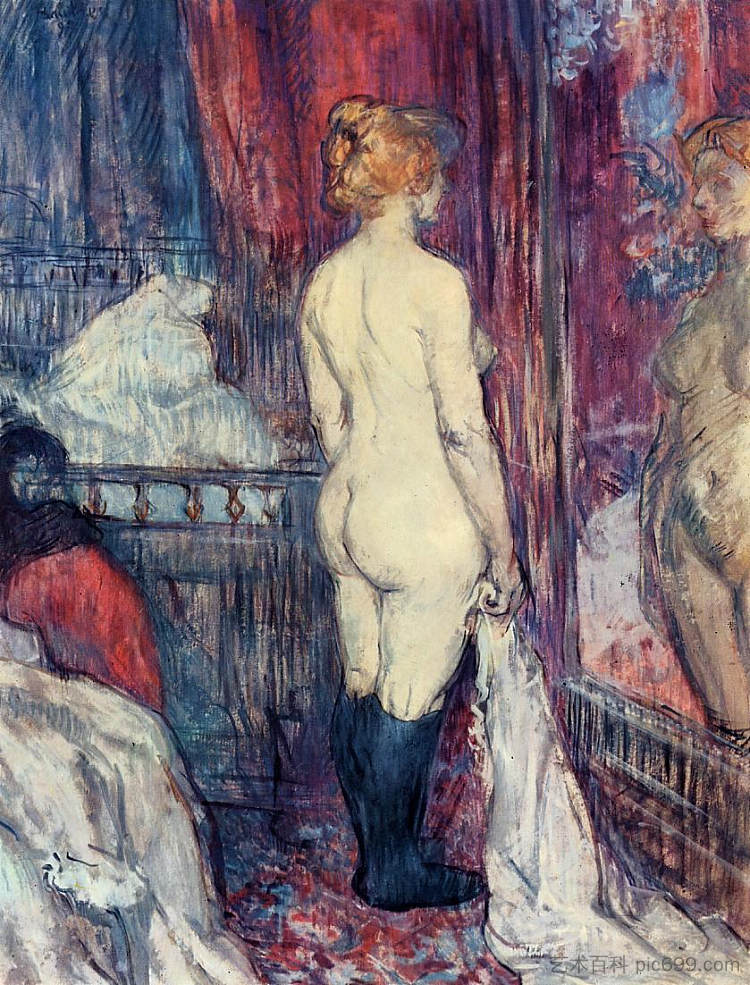 裸体站在镜子前 Nude Standing before a Mirror (1897)，亨利·玛丽·雷蒙·德·图卢兹·劳特累克