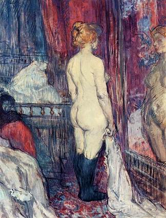 裸体站在镜子前 Nude Standing before a Mirror (1897)，亨利·玛丽·雷蒙·德·图卢兹·劳特累克