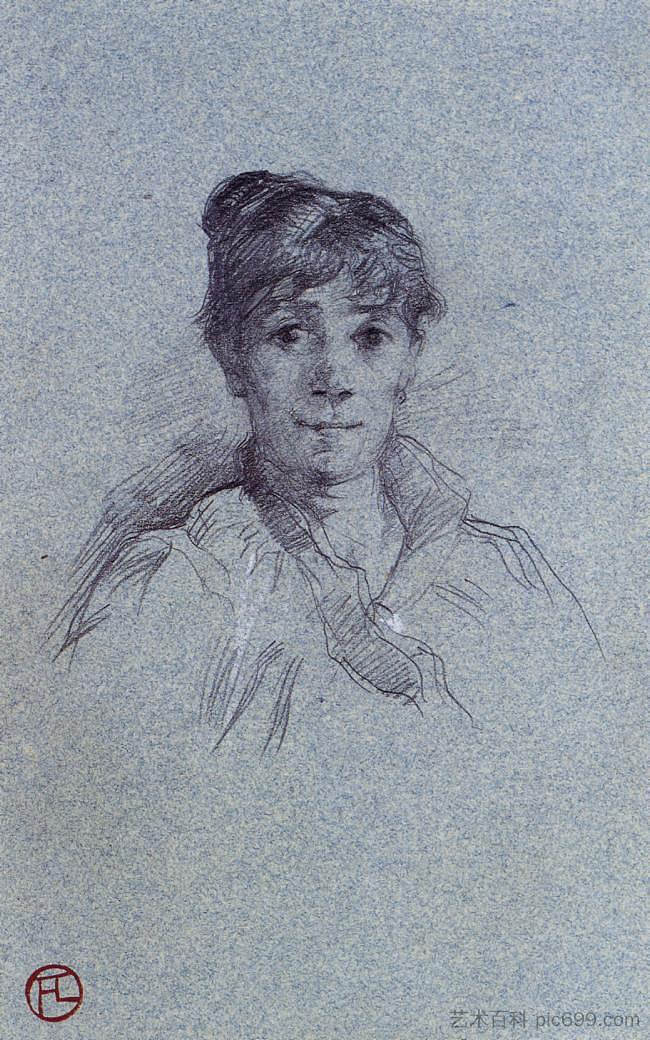 一个女人的肖像 Portrait of a Woman (1888)，亨利·玛丽·雷蒙·德·图卢兹·劳特累克