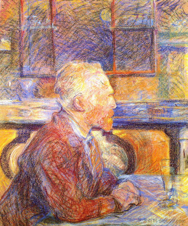 文森特梵高的肖像 Portrait of Vincent van Gogh (1887),亨利·玛丽·雷蒙·德·图卢兹·劳特累克