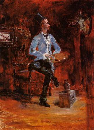 王子在他的工作室 Princeteau in His Studio (1881 – 1882)，亨利·玛丽·雷蒙·德·图卢兹·劳特累克