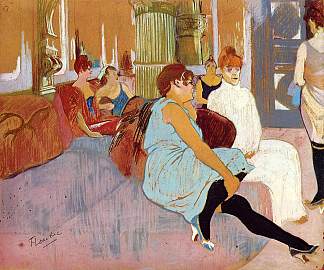 红磨坊街的沙龙 The Salon in the Rue des Moulins (1894)，亨利·玛丽·雷蒙·德·图卢兹·劳特累克