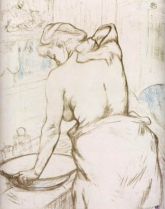 女人在她的厕所，洗自己 Woman at Her Toilette them, Washing Herself (1896)，亨利·玛丽·雷蒙·德·图卢兹·劳特累克