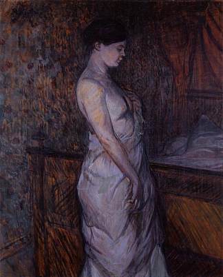 站在床边的化学女人（Poupoule夫人） Woman in a Chemise Standing by a Bed (Madame Poupoule) (1899)，亨利·玛丽·雷蒙·德·图卢兹·劳特累克