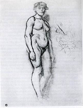 站在半轮廓中的女人 Woman Standing in Semi Profile (1883)，亨利·玛丽·雷蒙·德·图卢兹·劳特累克