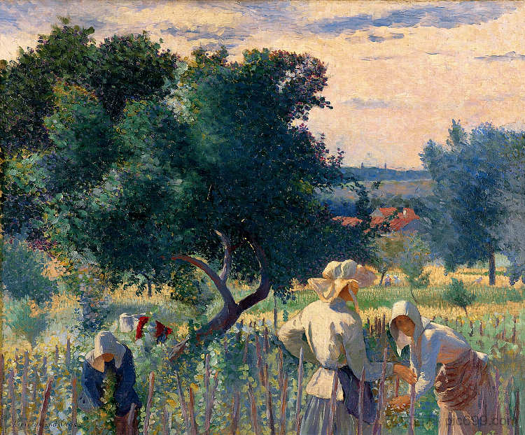 绑藤蔓的女人 Women Tying the Vine (1890),亨利·埃德蒙·克罗斯