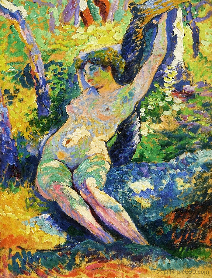 年轻女子（为清理而学习） Young Woman (Study for The Clearing)，亨利·埃德蒙·克罗斯