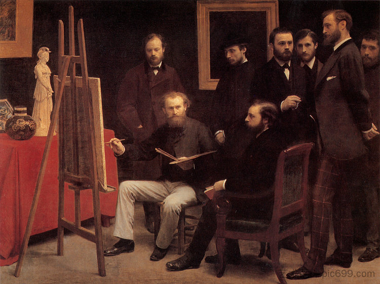 巴蒂诺尔的工作室（向马奈致敬） A Studio in the Batignolles (Homage to Manet) (1870)，亨利·方丹·拉图尔