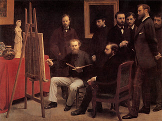 巴蒂诺尔的工作室（向马奈致敬） A Studio in the Batignolles (Homage to Manet) (1870)，亨利·方丹·拉图尔