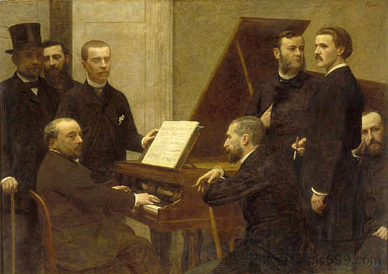 钢琴周围 Around the piano (1885)，亨利·方丹·拉图尔