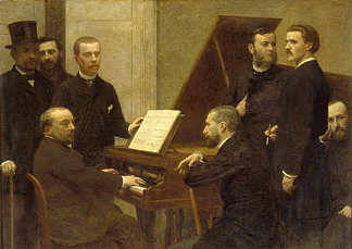 钢琴周围 Around the piano (1885)，亨利·方丹·拉图尔