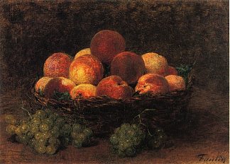一篮桃子 Basket of Peaches，亨利·方丹·拉图尔